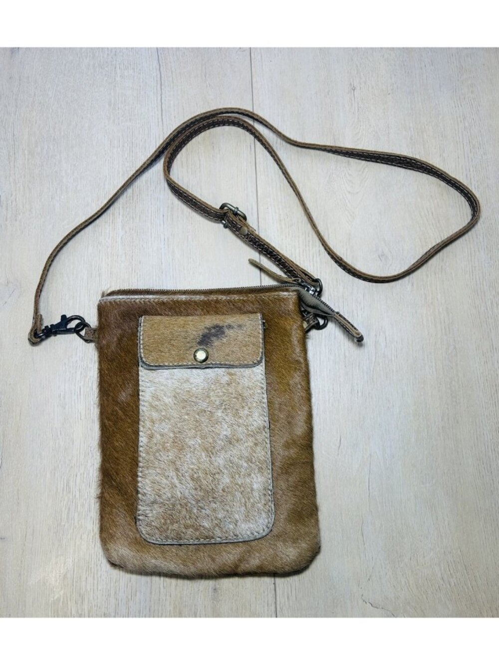 Myra Bag Crossbody Bag Womens Small Brown Cow Print Hair On Leather Western